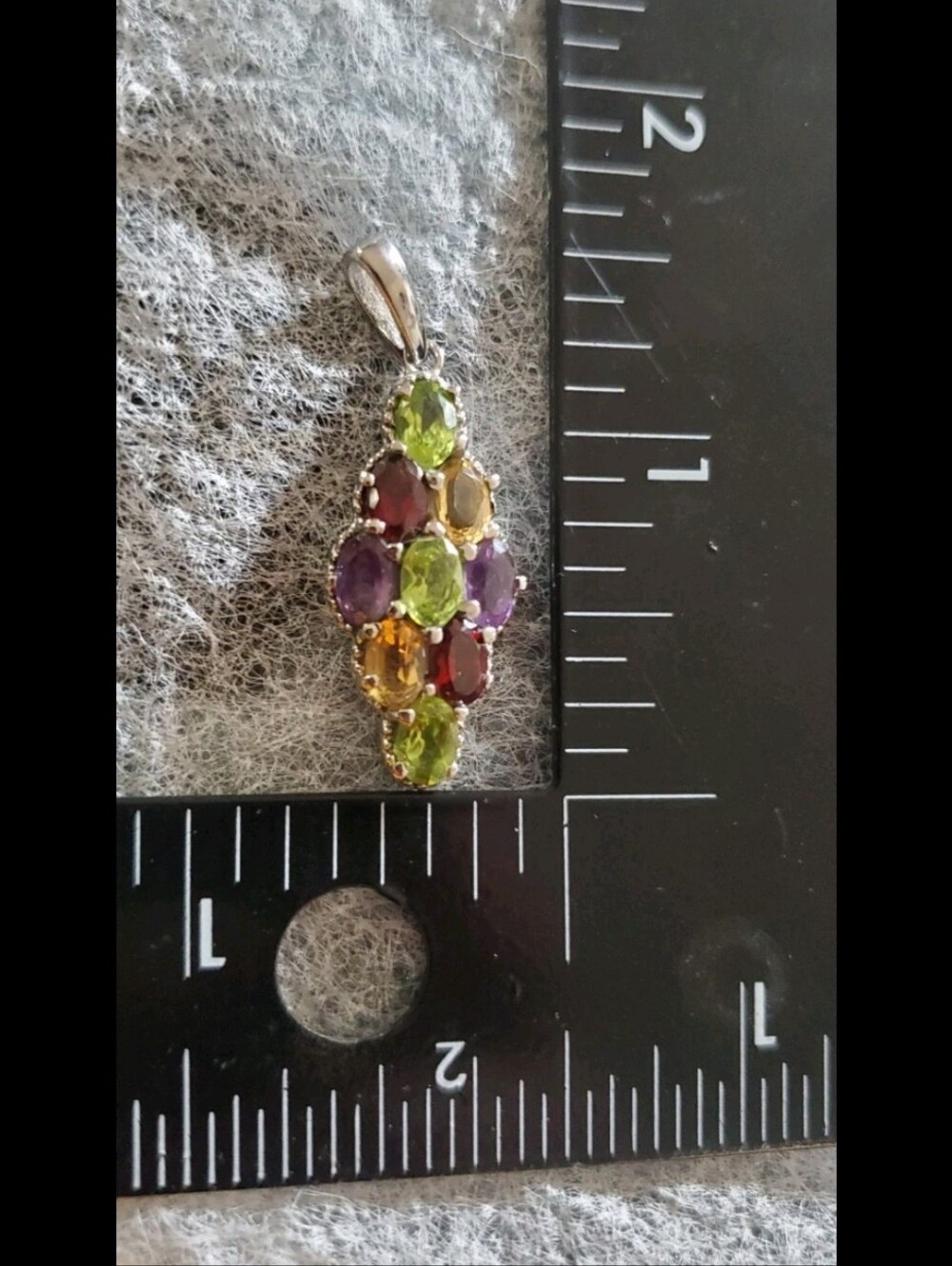 MultiGemstone Stainless Steel Pendant- Peridot, Amethyst, Citrine, Garnet 3.5ctw - Picture 6 of 6